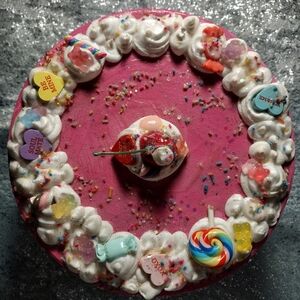 Pink Decorative Cake with Candy Accents
